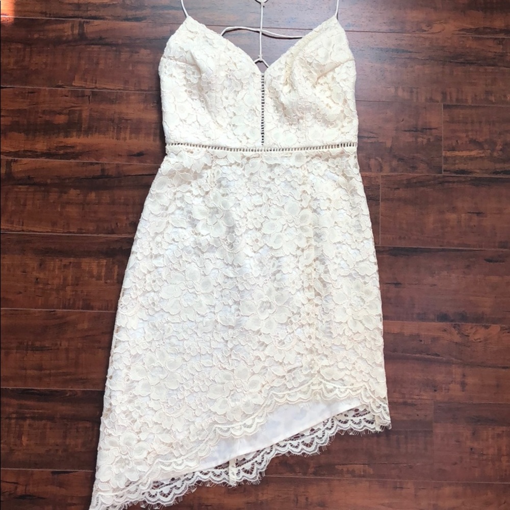 NBD Lace Asymmetrical Cocktail Dress